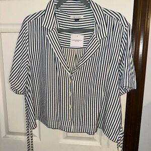 America Eagles Women Striped Blue and White Top